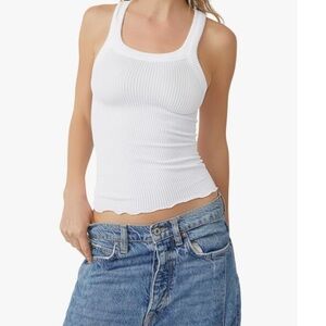 Free People Intimately Seamless White Ribbed Tank Top Size M/L